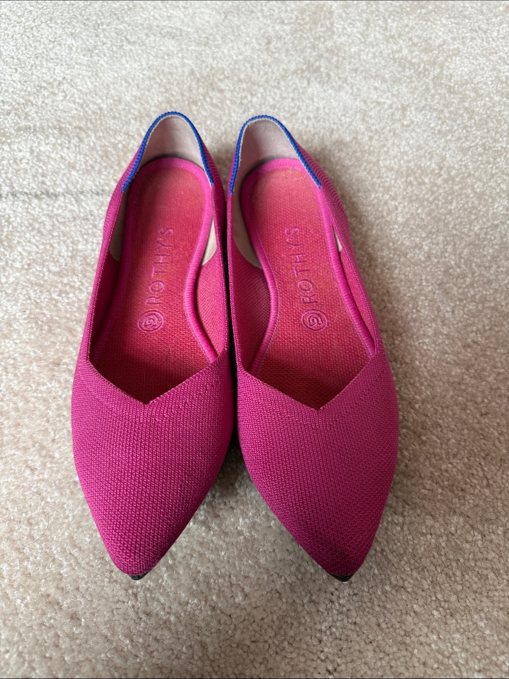 Rothy's Fuchsia Pointed Knit Flats